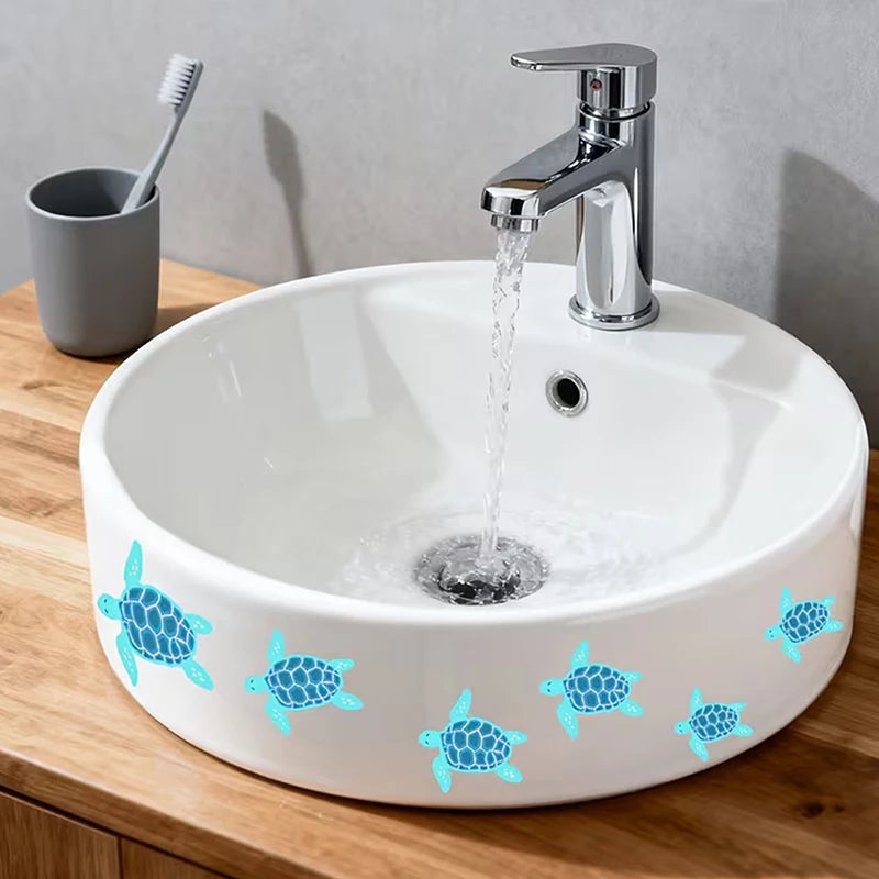 Glow-in-the-Dark Turtle Bathroom Stickers Self-adhesive Sink Wall Sticker Waterproof Bathroom, Bedroom Decals Home Decor Qme