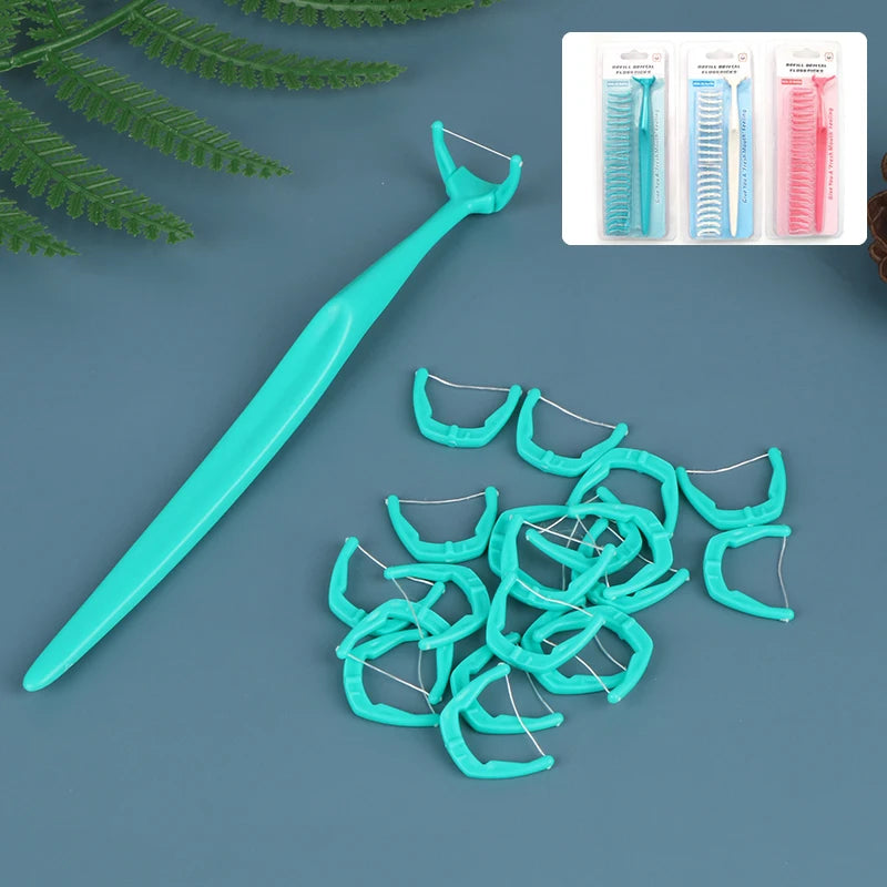 Replaceable Dental Floss Sticks Oral Cleaning Reusable Teeth Care Qme