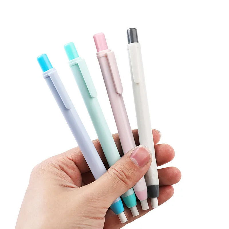 4 Pieces Press Retractable Pencil Eraser Correction Supplies Pen Style Pencil Rubber Writing School Supplies Stationery Qme