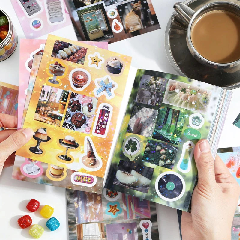 Healing Life PET Sticker Book, Stress-Relief Creative Material, Must-Have for Students & Stationery Lovers Qme