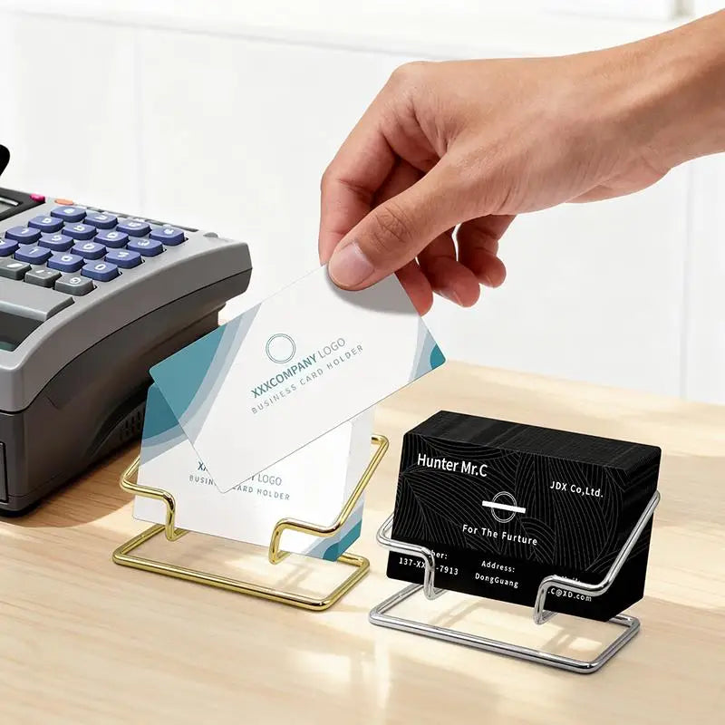 Desktop Business Card Holder Acrylic Dual Layer Stand Office Desk Qme