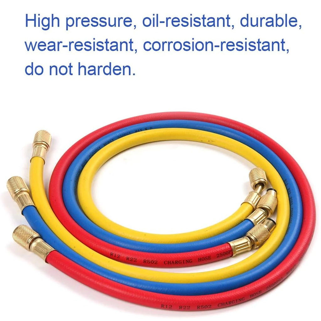 0.9M-1.8M AC Charging Hose Tube Kit Hose Low Loss Fittings for R134A R12 R22 Refrigerant Air Conditioning Manifold Gauge Qme