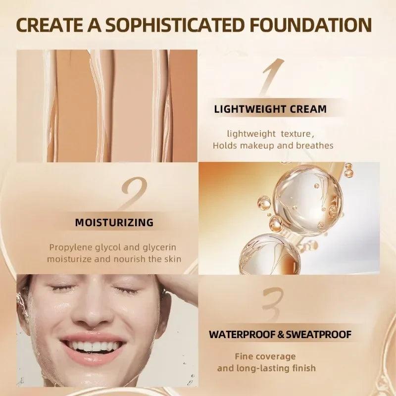 Liquid Foundation Cream Concealer Stick 6 Color Moisturizing Full Coverage Oil-control Natural Lasting Concealer BB Cream Makeup Qme