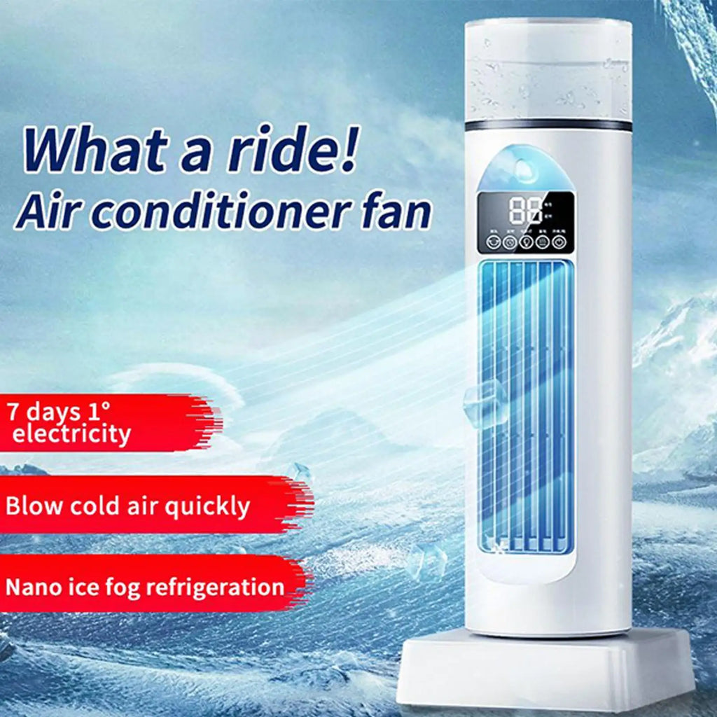Tower Fan 6-Speed Bladeless Silent Summer Blower with Water Tank 110 Degree Oscillating Fan for Bedroom for Dorm Kitchen Office Qme
