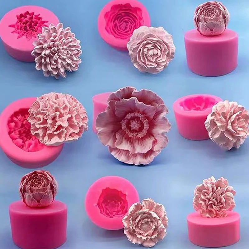 Silicone Cake Mold Chocolate Soap Making Tools Candle Mould Embossed Flower Aromatherapy Candy Handmade Wedding Decor Qme