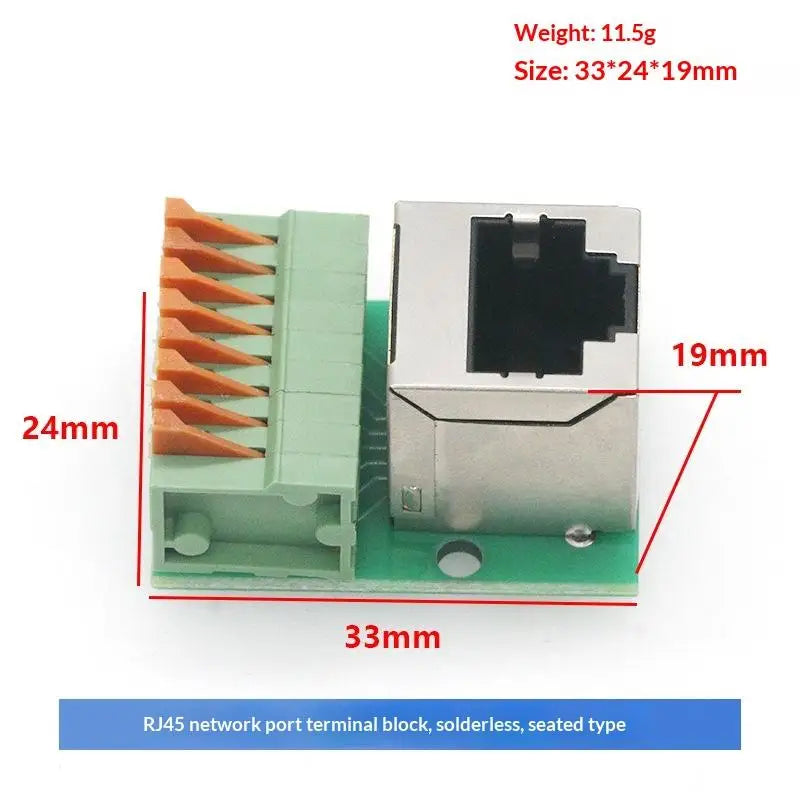 1Pc Data Adapter Board Female Socket Guide Rail Installation Terminals Connector RJ45 Network Port Terminal Block Welding Free. Qme A2