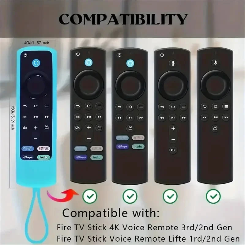 Silicone Remote Pretective Cover For Fire Stick 4K MAX/ 3rd Gen Fire TV Remote Case Glow in The Dark Anti-drop Dustproof Case Qme