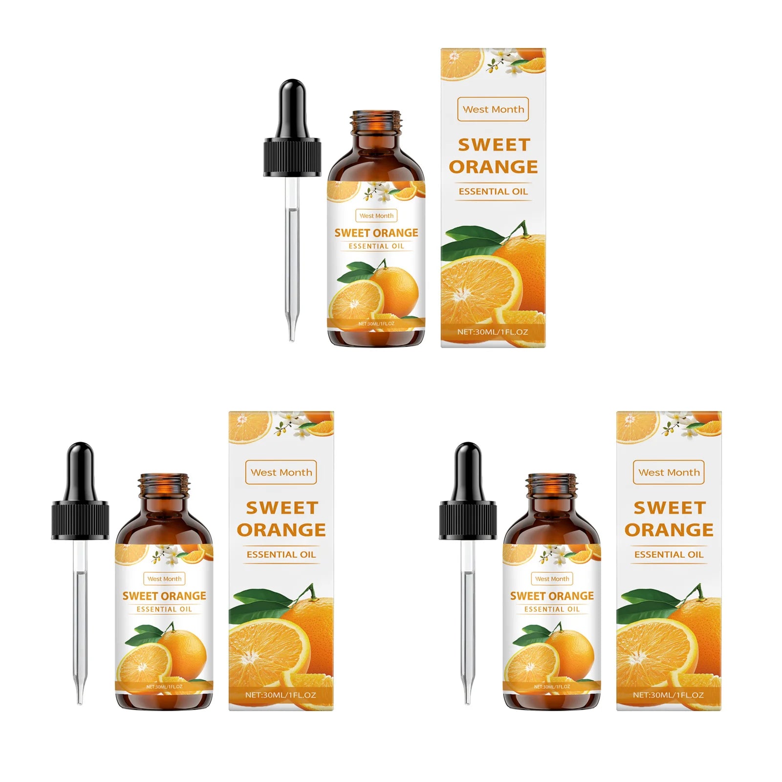 Sweet Orange Essential Oil For Body Massage Hydrating Nourishing Smoothing Skin Care Freshness Long-lasting Fragrance Qme 3Pcs 30ml Sweet Orange