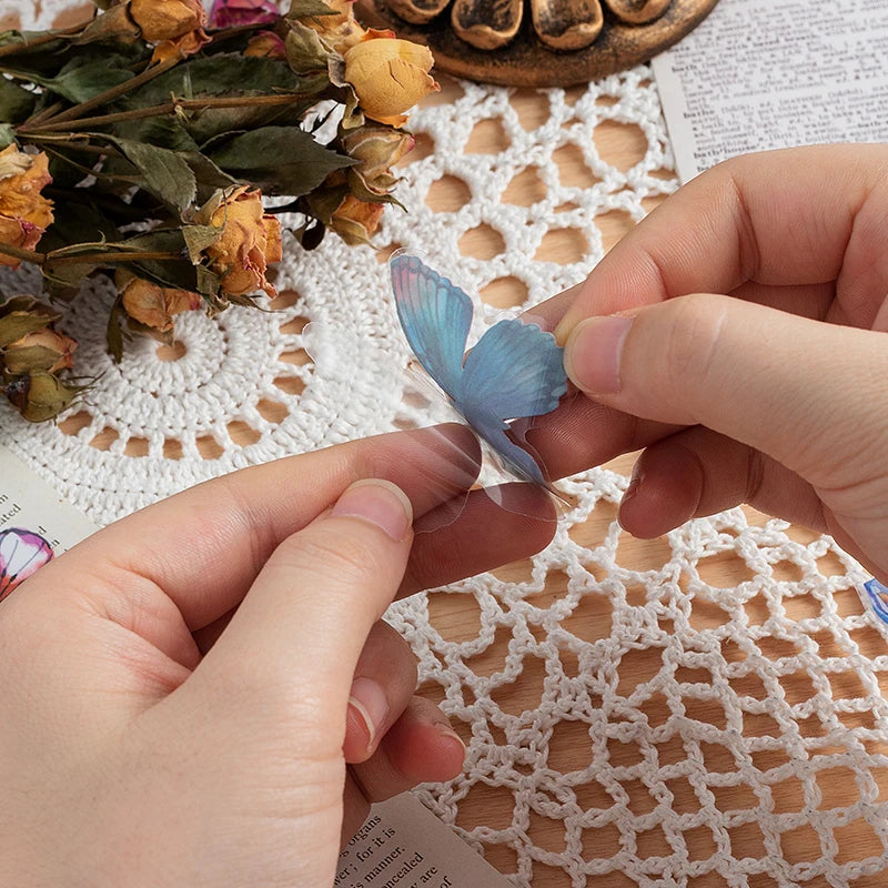 40pcs Variety Butterfly Decorative Waterproof Stickers Cute Aesthetics Sticker DIY Scrapbooking Aesth Decor Sticker Stationery Qme
