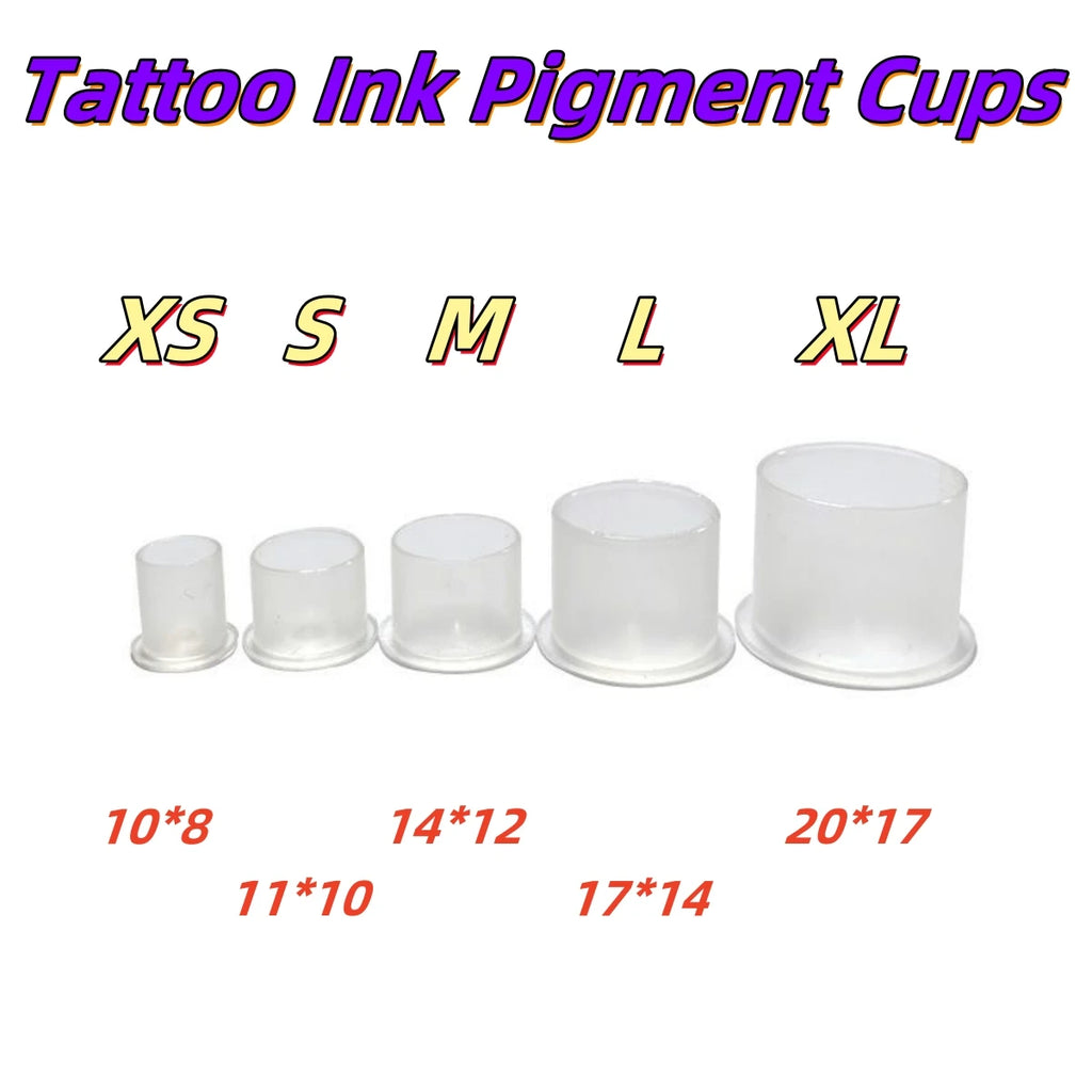 ROKYO 1000PCS Disposable Steady Tattoo Ink Cups Plastic Pigment Clear Holder Container Caps Permanent Makeup Microblading Supply Qme