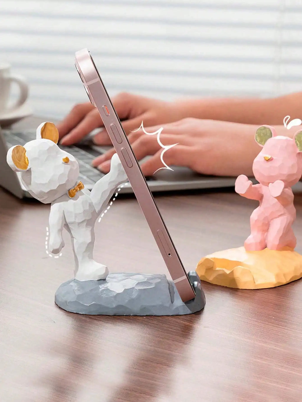 1 Cute Bear Shaped Phone Holder Decoration Compatible Mobile Phones Qme