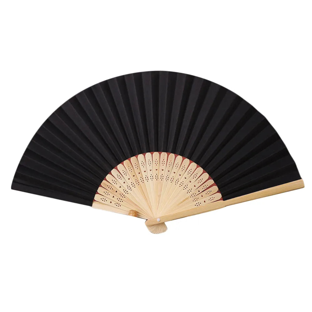 Pattern Folding Dance Wedding Party Lace Silk Folding Hand Held Solid Color Fan Solid Color Folding Fan Multi Color Folding Fan Qme Black