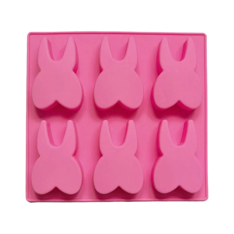 CC11Tooth Shape Silicone Mold 6 Cavity 3D Molar Molds Tray DIY Baking Qme Dark pink