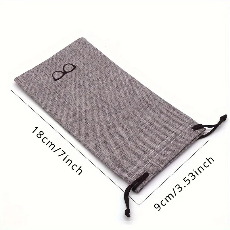 Drawstring Eyeglass Bag 10Pcs Linen Eyewear Bags - Soft Cloth, Drawstring, Portable Qme