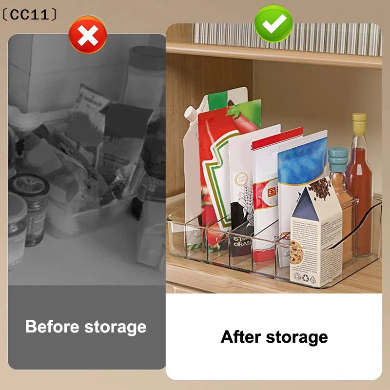 Large Capacity Spice Rack Transparent Divided Cosmetic Food Storage Qme