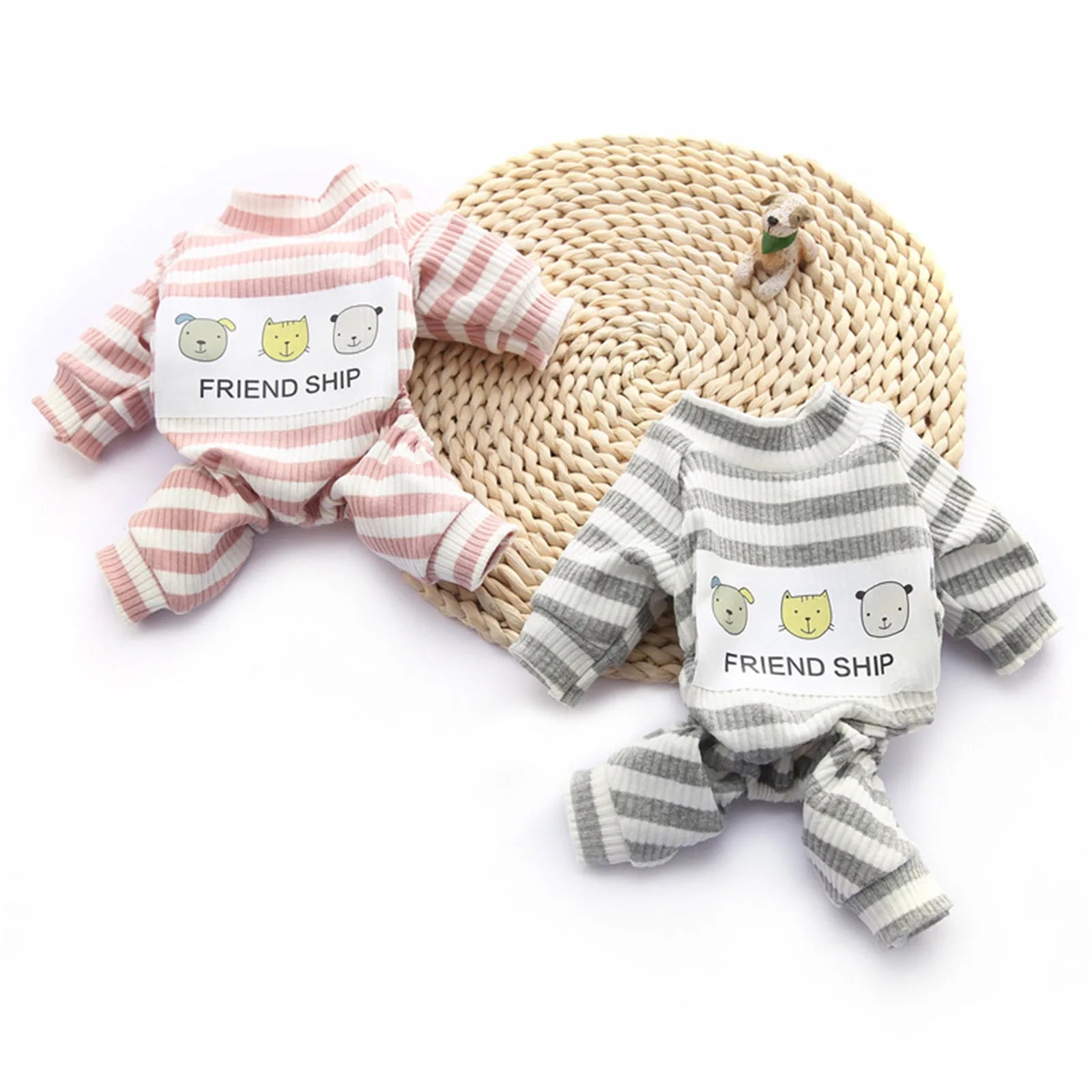 Cotton Dog Pajamas Stripe Classic Pet Jumpsuit Winter Dog Clothes For Small Dog Puppy Cat Costume Chihuahua Yorkie Poodle Outfit Qme