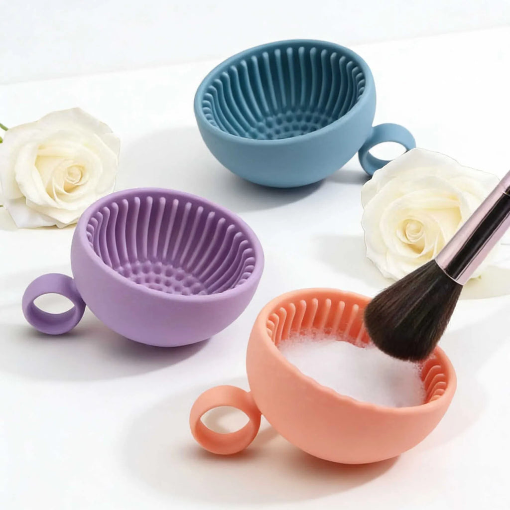 Silicone Cosmetic Brush Cleaning Bowl Efficient Portable Reusable Qme