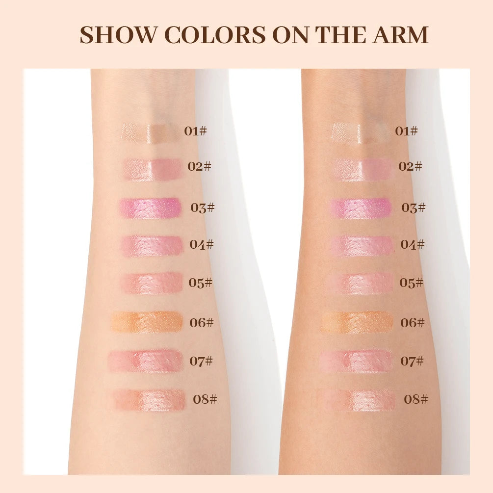 QIBEST Transparent Mirror Water Gloss Lip Gloss Moisturizing Liquid Lipstick Crystal Jelly Lip Oil Plumping Lip Tint Balm Makeup Qme