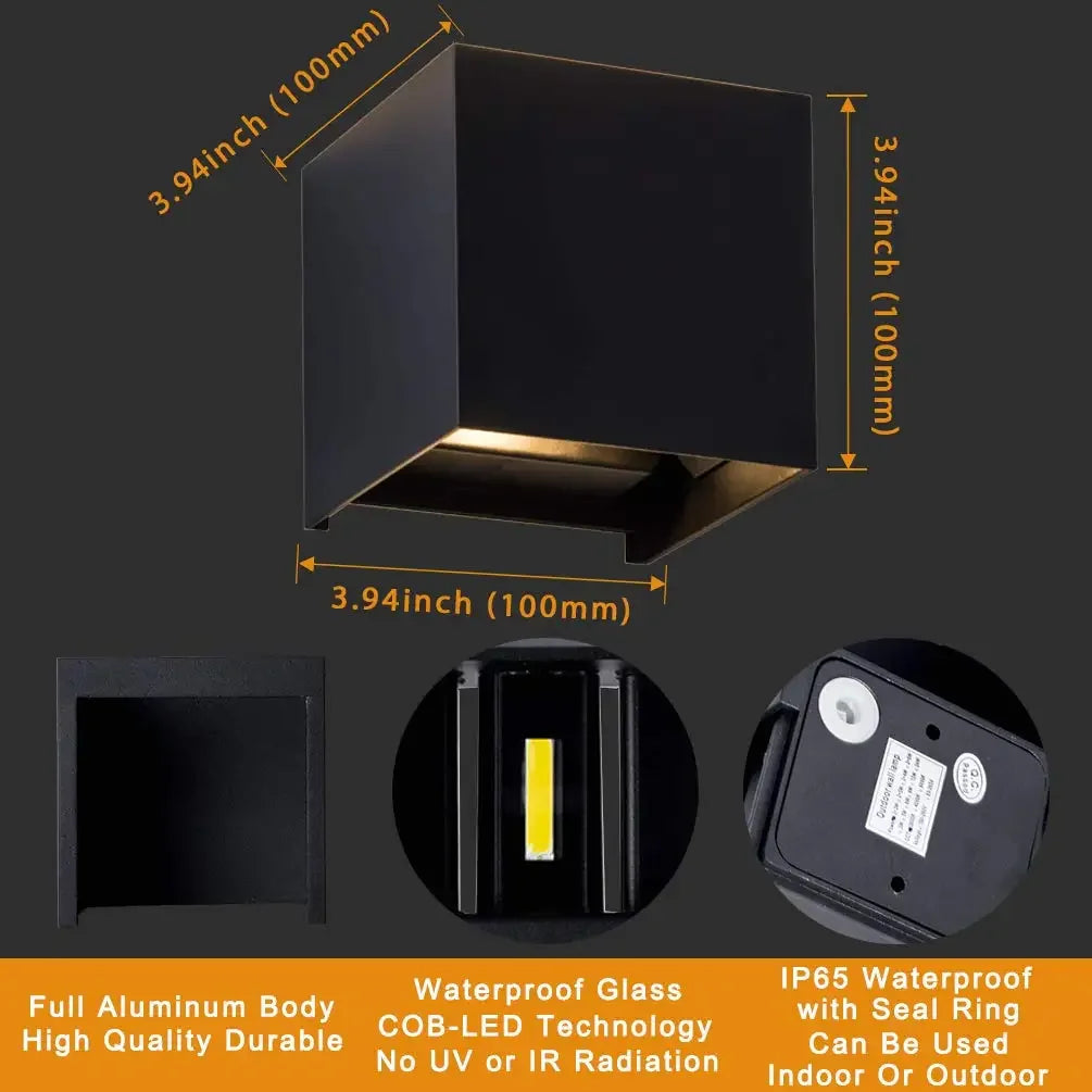 Modern Waterproof LED Wall Lamp Indoor Outdoor Wall Light Bedside Lamp Living Room Home Lighting Sconce Porch and Garden 12W Qme
