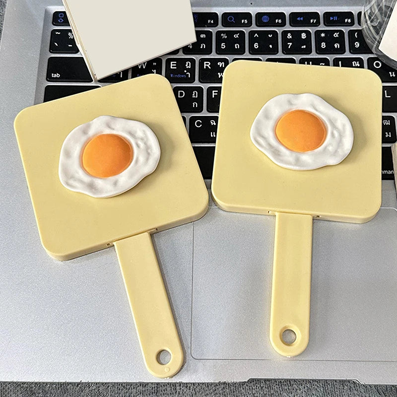 Portable Handle Mirror Comb Yellow Square Makeup Personal Care Use Qme
