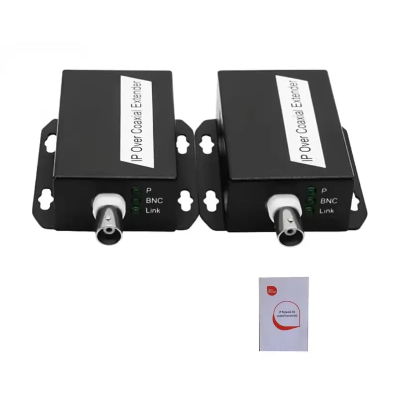 1Pair Ethernet IP Extender Over Coax HD Network Kit EoC Coaxial Cable Transmission Extender for Security CCTV Cameras Qme