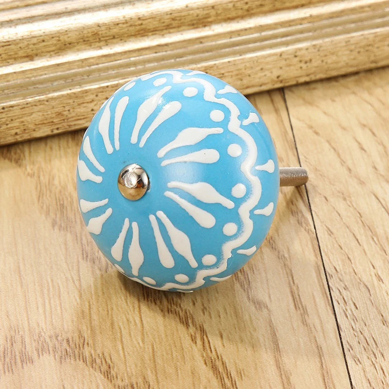 1PCS Multicolor Ceramic Knobs For Cupboard Cabinet Dresser And Furniture Antique Floral Drawer Handle Pull Door Knob Qme A9
