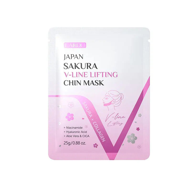 Sakura V Shape Lifting Up Face Mask Nourishing Double Chin Reduce Qme 1pcs