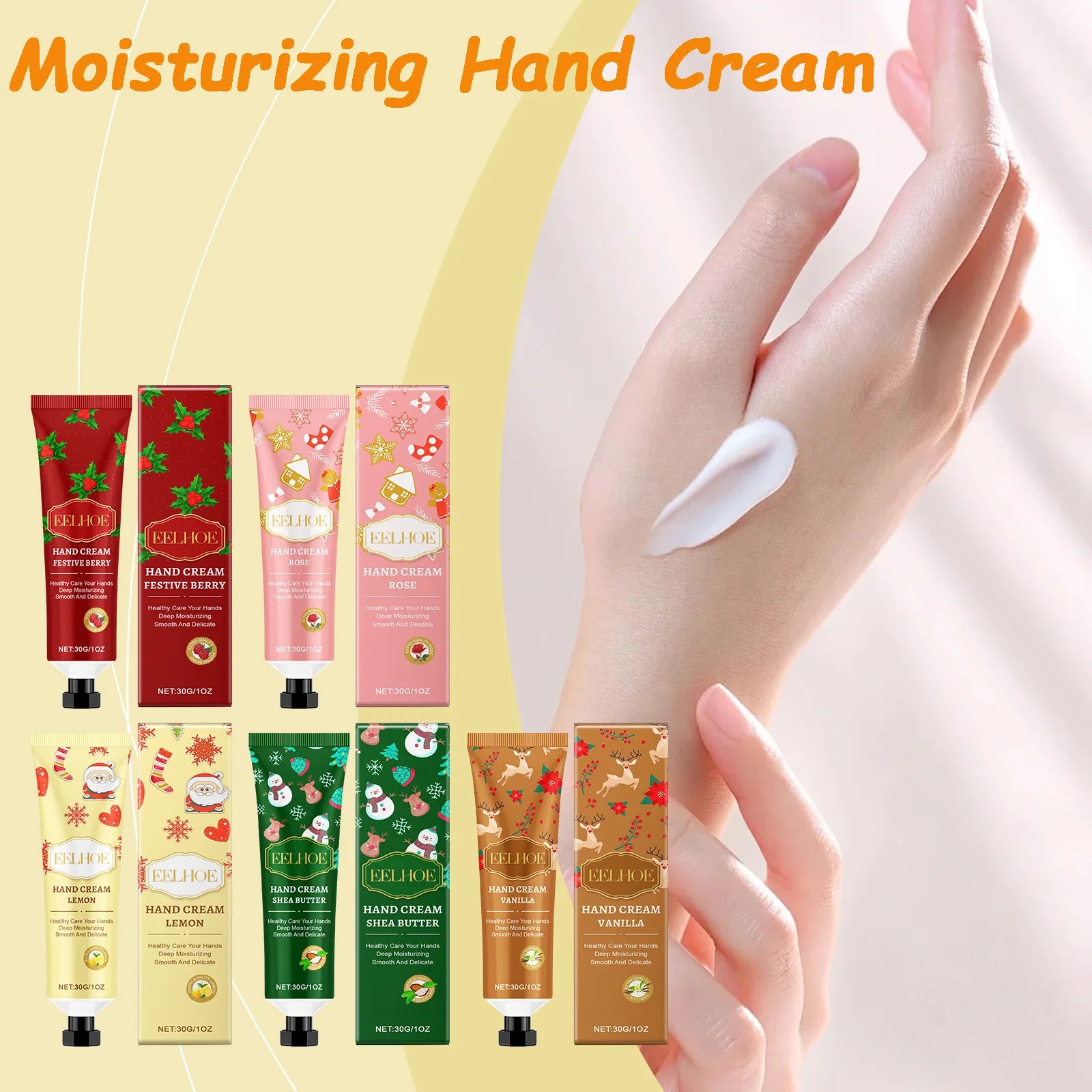 Christmas Hand Cream Moisturizing Refreshing Hand Cream for Dry Cracked Skin Nourishing Anti-Drying Smooth Winter Hydration 30g Qme