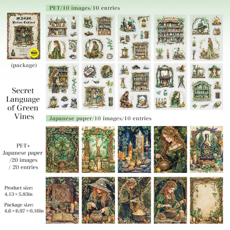 20pcs Gothic Magic Potion Stickers for Journal DIY Scrapbook Phone Laptop Case Decoration Planner Notebook Craft Supplies Qme 1
