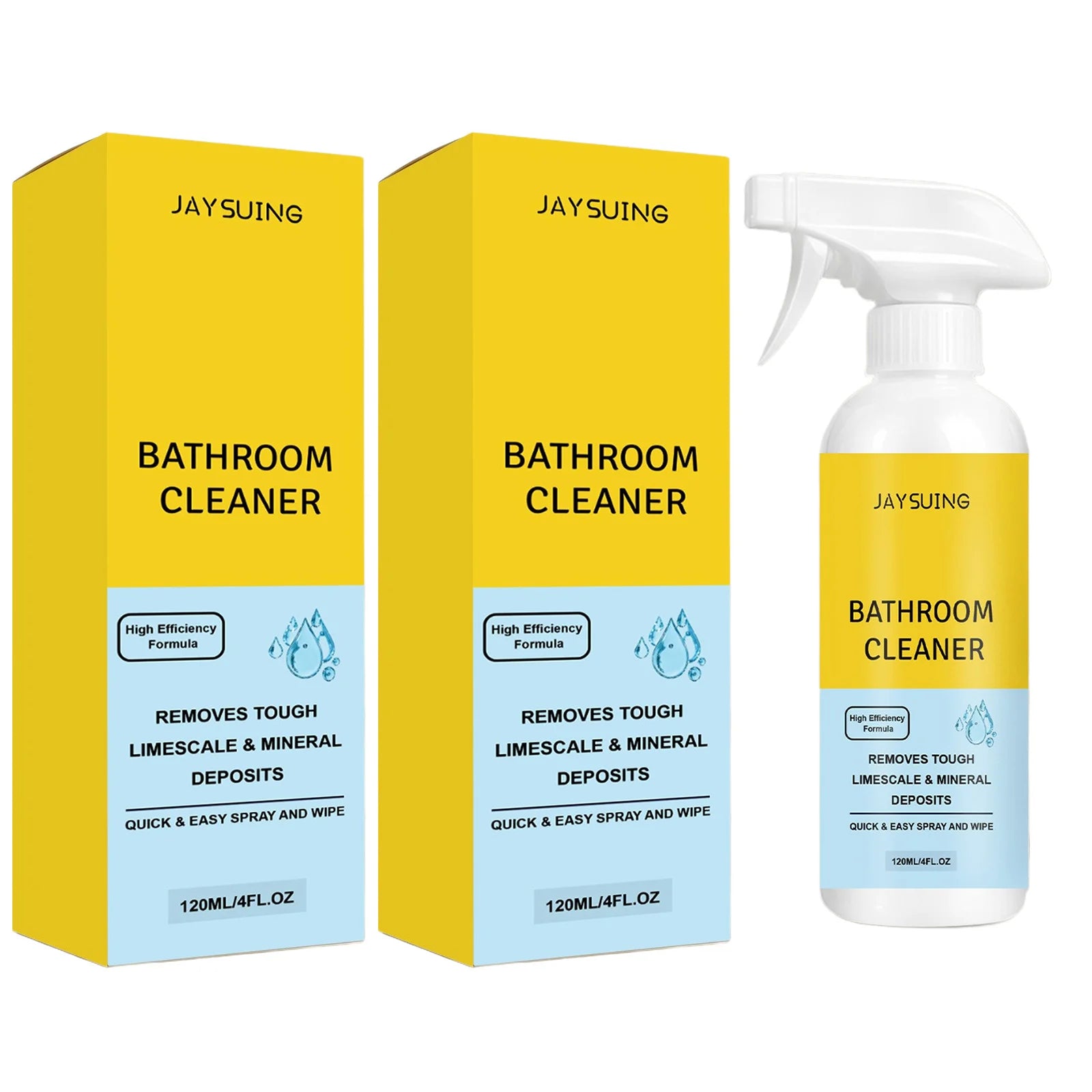 Bathroom Cleaner Spray Powerful Removing Scale Cleaning Ceramic Tile Glass Restoring Luster Limescale & Mineral Deposit Remover Qme 2 x 120ML Boxed