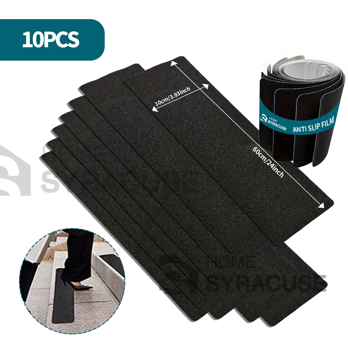 Heavy Duty Anti Slip Tape for Stairs Grip Tape Use on Walkways Stairs Ramps and Decks Indoor/Outdoor Anti-Slip Stickers Qme 10pcs 15cmX60cm