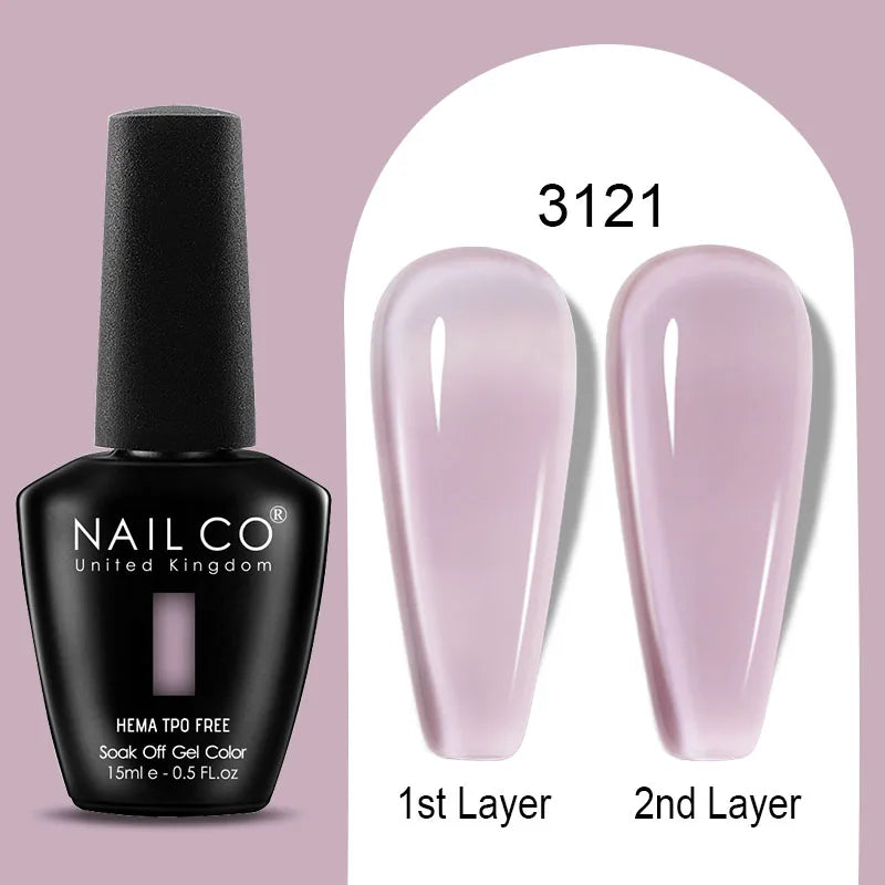 Nailco Jelly Gel Nail Polish Transparent Varnishes 44 Colors Red Pink
