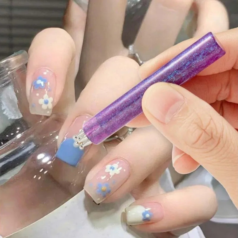 One-Stroke Flower Nail Pen, 1.8mm Tip for Perfect 5-Petal Design, Easy DIY Dotting Tool for Nail Art, 4 Colors Quick Nail Tools Qme