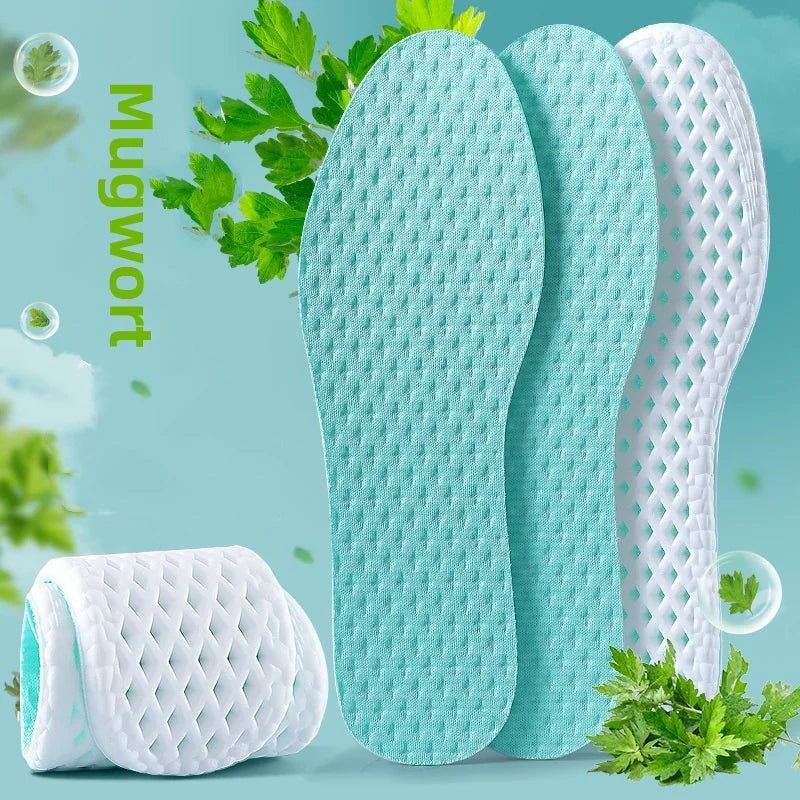 Mesh Breathable Insoles for Shoes Men Summer Cool Insole Feet Running Sports Shock Absorption Shoe Sole Memory foam Shoes Pads Qme Green EU45-46
