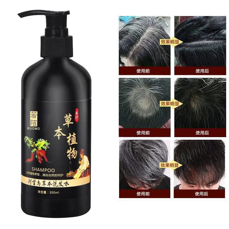 300ml Polygonum Multiflorum Shampoo Herbal White To Black Shampoo Plant Hair Care Moisturizing Nutrition Damaged Repair Qme Default Title