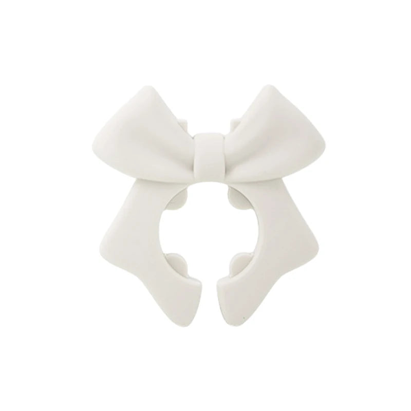 CC11Bow Spatula Holder Silicone Bow Shaped Spoon Rest Anti-scalding Qme Beige