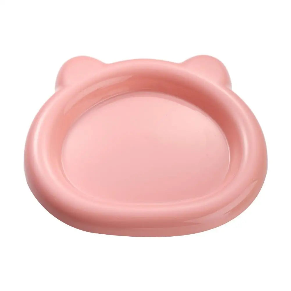 Plastic Cat Shape Bowl Wide Food Bowls Wet Dry Shallow Dish Anti-fall Qme Pink
