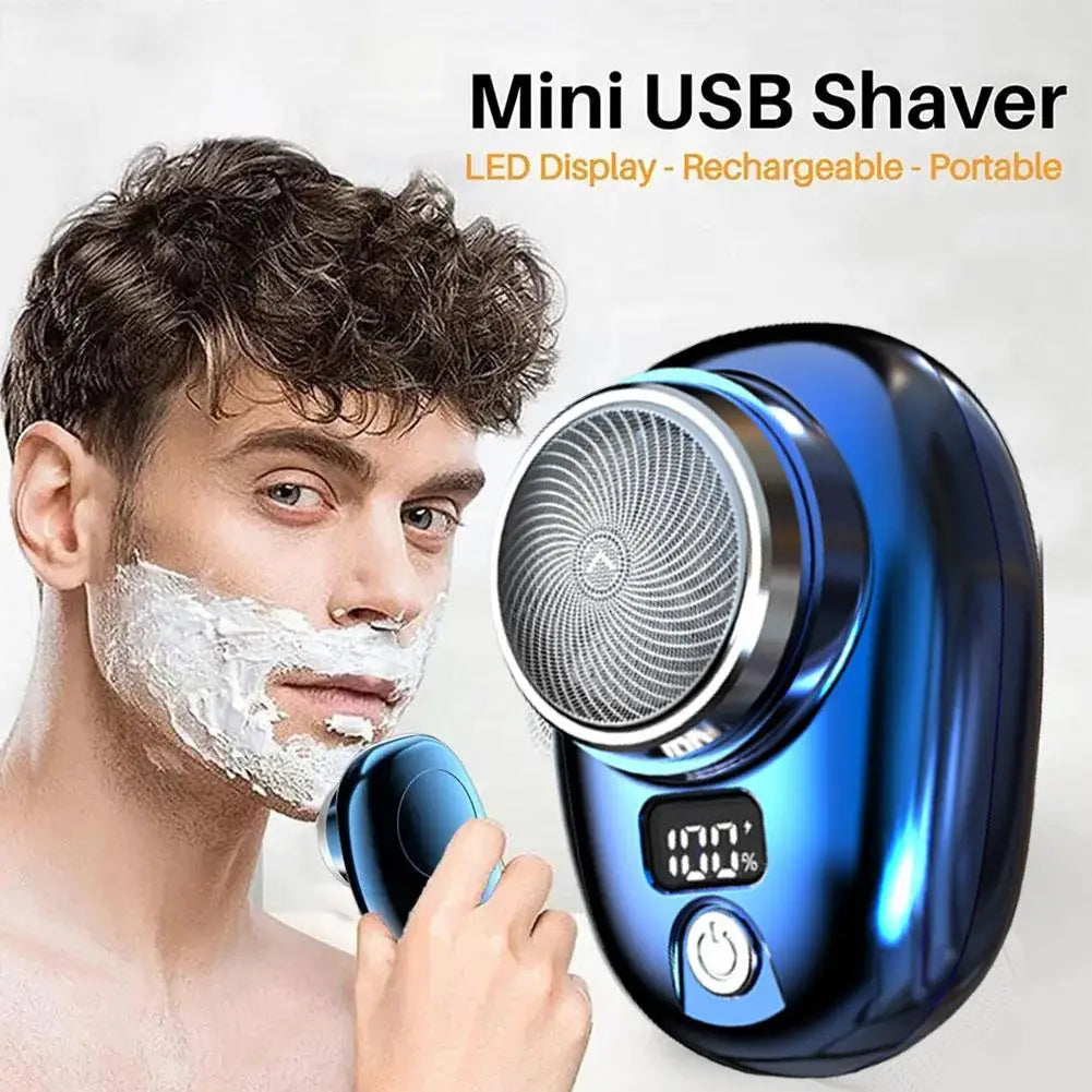 Mini Electric Razor Shaver for Men Vehicle Mounted Shave with Digital Display Cordless Travel Pocket Shaver Face Beard Trimmer Qme