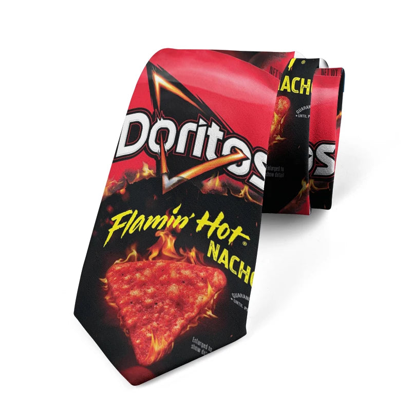 Novelty Interesting Food Printed Tie Fashionable Potato Chips Qme style6