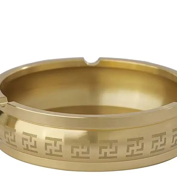 Portable Ashtray Round Brass Tabletop Holder Office Household Metal Qme