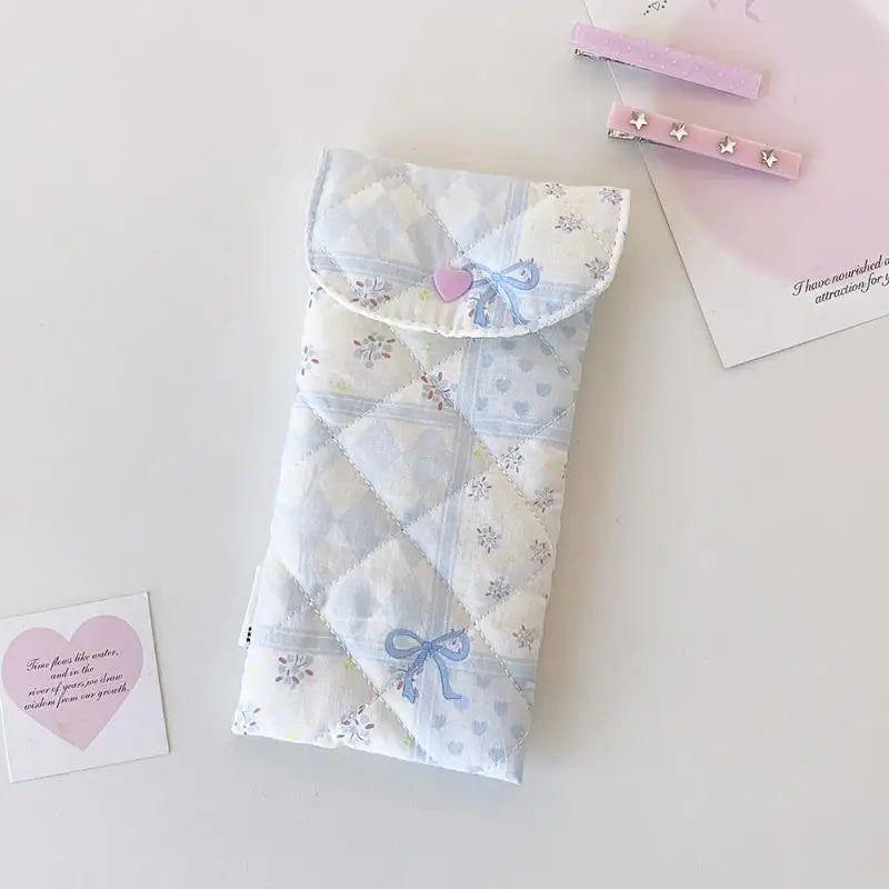 Fashion Floral Bow Snap Pen Bag Lightweight Stationery Organizer Qme A4