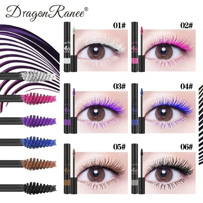 Colored Mascara Makeup 4D Silky Natural Long Eyelashes Mascara Waterproof Long-lasting Extension Thick Lasting Curling Mascara Qme