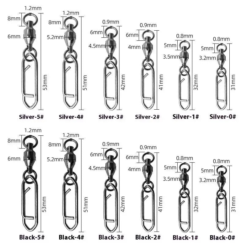 Fishing Rolling Swivel Power Clips Quick Change Snap Swivels Qme