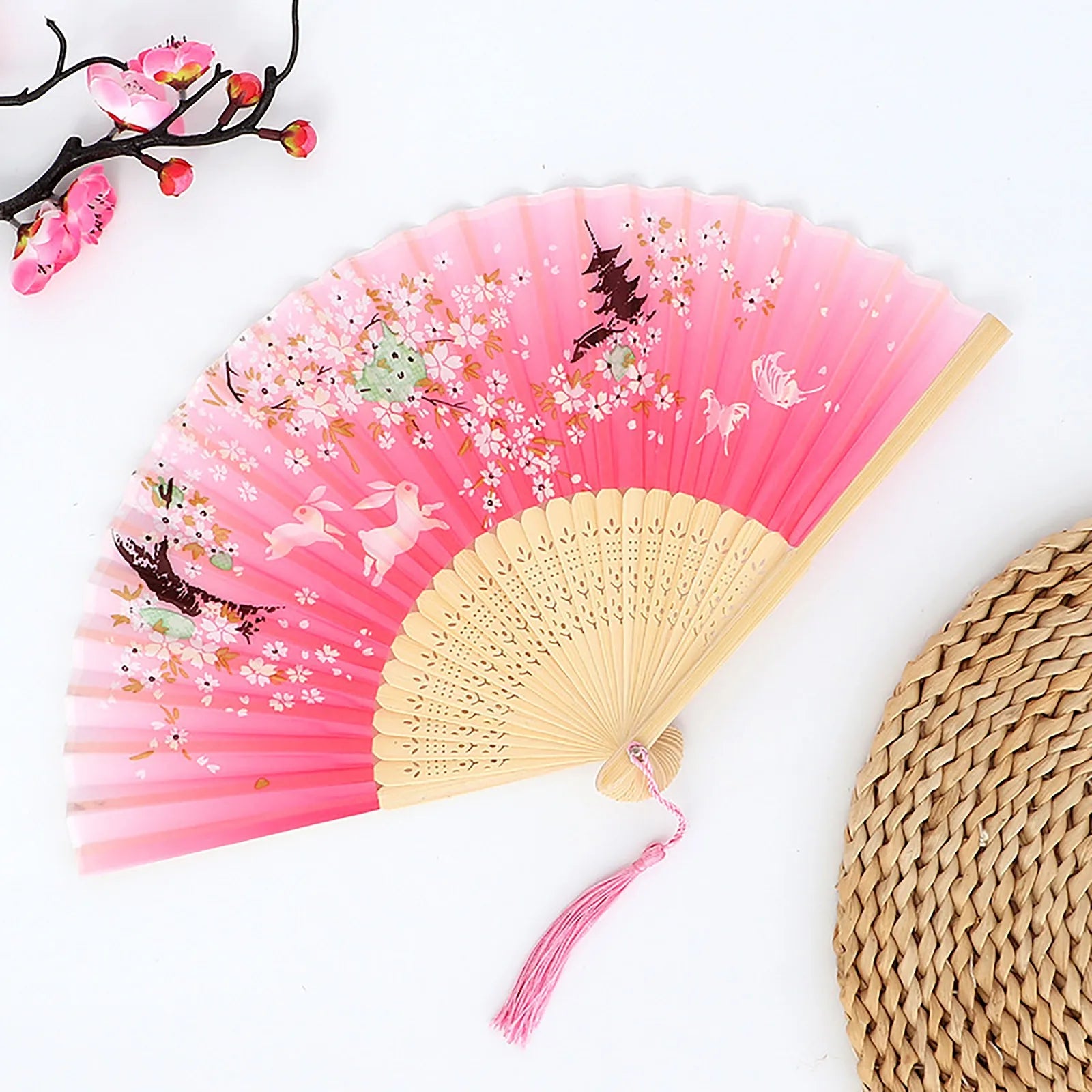 Chinese Style Folding Wood Dance Fans Hollow Ribs Elegant Vintage Style Trim Handheld Fan Foldable Wedding Party Home Decor Qme One Size C