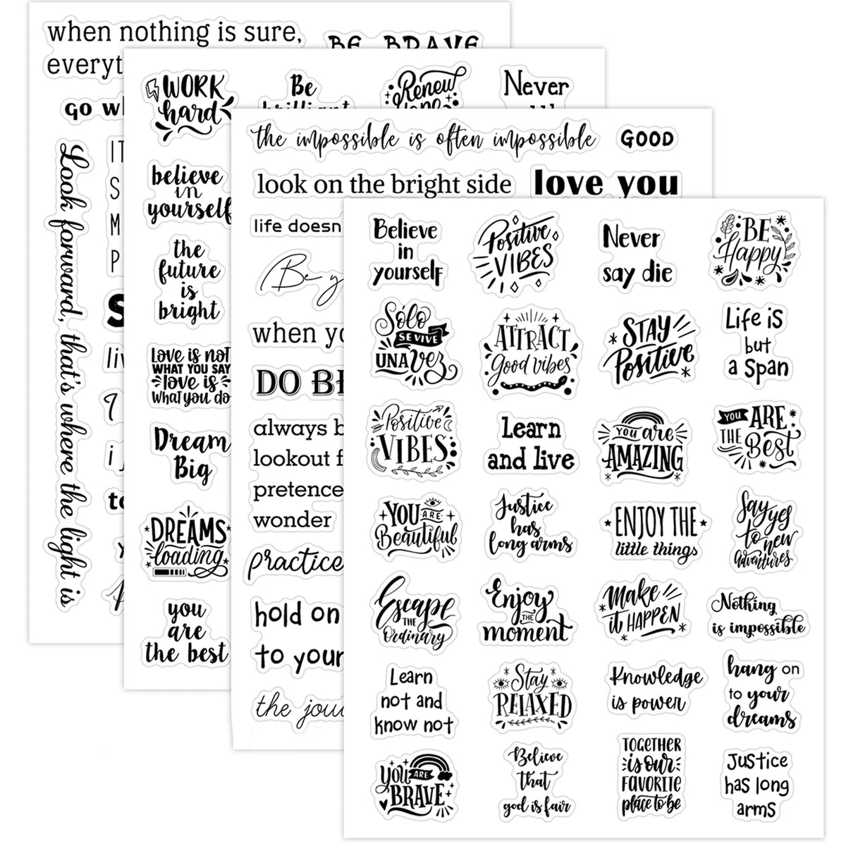 4 Sheets Small Inspirational Words and Phrases Sticker for Scrapbooking Decoration Motivational Quote Sticker Small Talk Sticker Qme Default Title