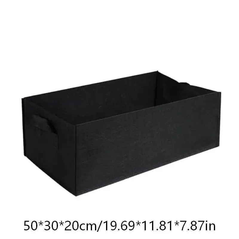 Rectangular Fabric Plant Grow Bag Breathable Non Woven Planter Pot Qme Black 50x30x20cm