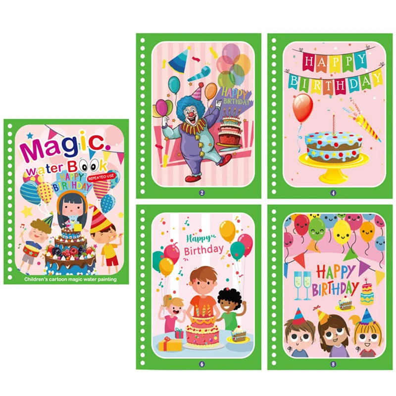 Children Magical Book with Pen Water Drawing Montessori Toys Reusable Coloring Book Magic Water Drawing Book Early Education Toy Qme Birthday