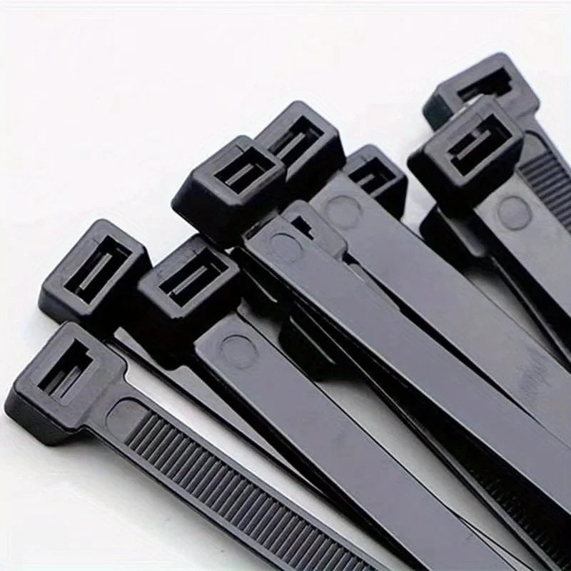 250/500pcs Cable Zip Ties, Heavy Duty Premium Plastic Wire Ties, Self-Locking Black Nylon Tie Wraps For Indoor And Outdoor Qme