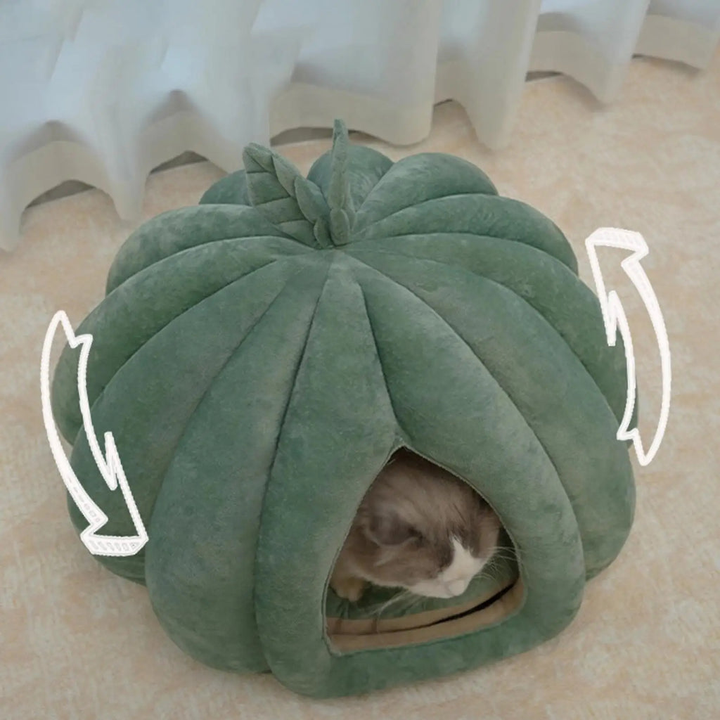 Cat Beds For Indoor Cats Pumpkin Cat House Enclosed Cat Bed Cat Cave Thickened Halloween Pet Bed Cat Hideaway For Kittens Small Qme