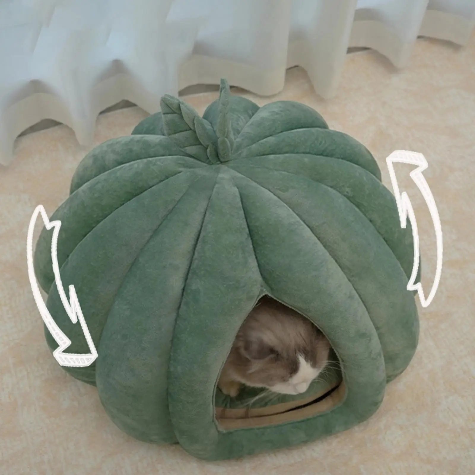 Cat Beds For Indoor Cats Pumpkin Cat House Enclosed Cat Bed Cat Cave Thickened Halloween Pet Bed Cat Hideaway For Kittens Small Qme